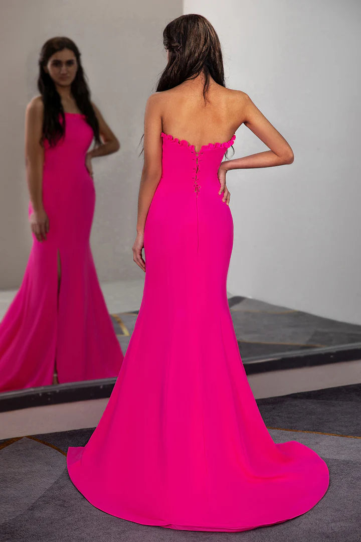 Fitted Strapless Prom Dress with Ruffle