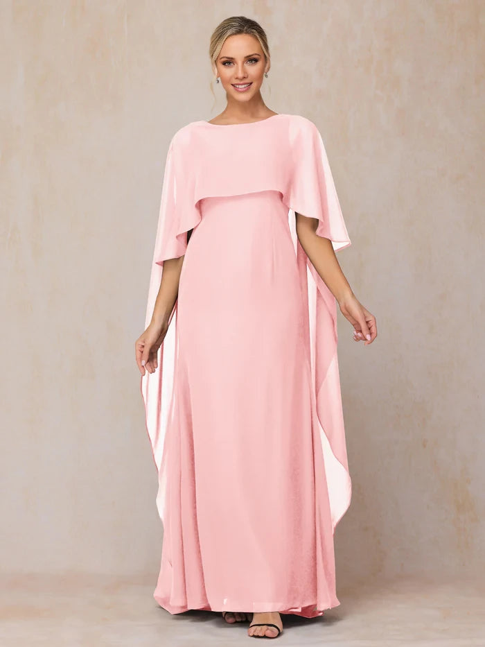 Floor Length Short Sleeves Chiffon Mother of the Bride Dresses