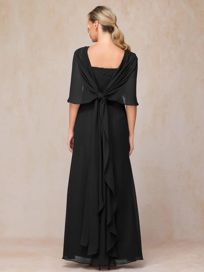 Floor Length Short Sleeves Chiffon Mother of the Bride Dresses