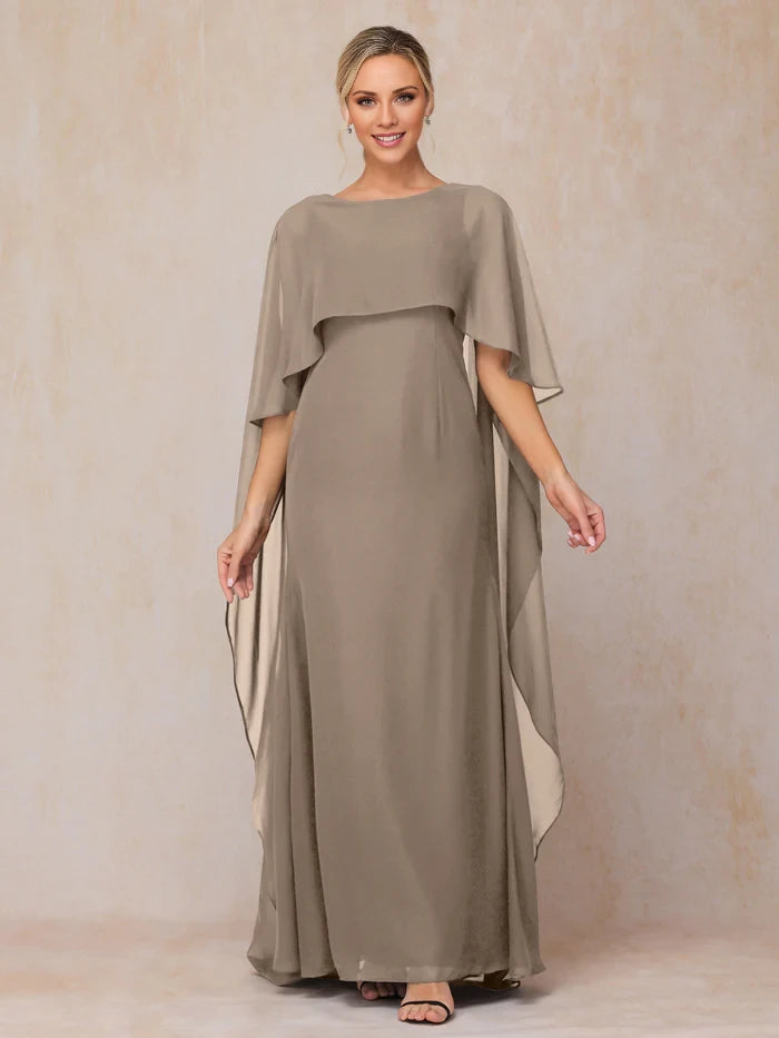 Floor Length Short Sleeves Chiffon Mother of the Bride Dresses