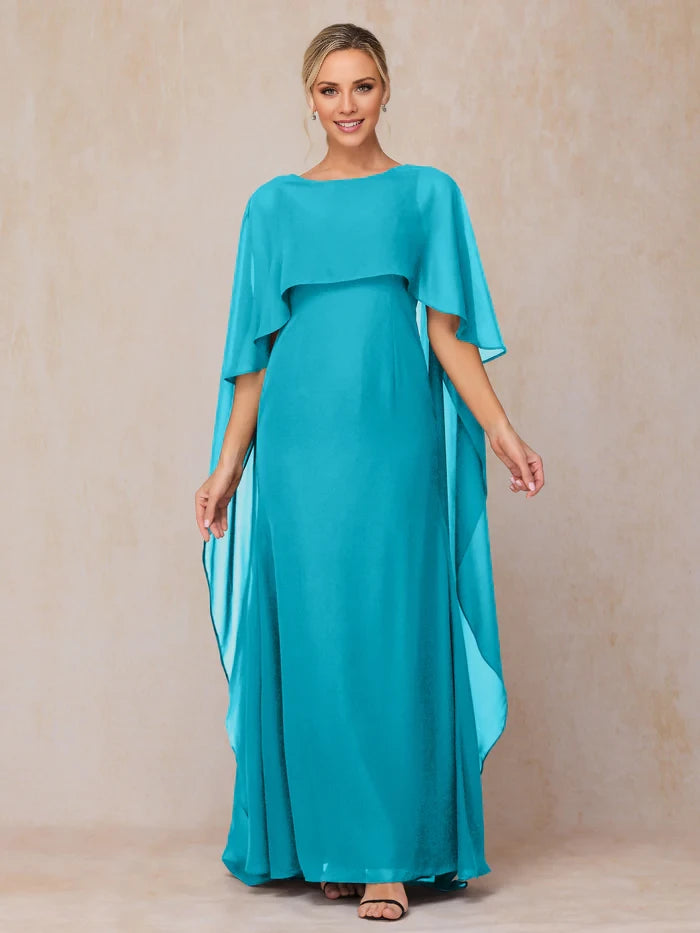 Floor Length Short Sleeves Chiffon Mother of the Bride Dresses