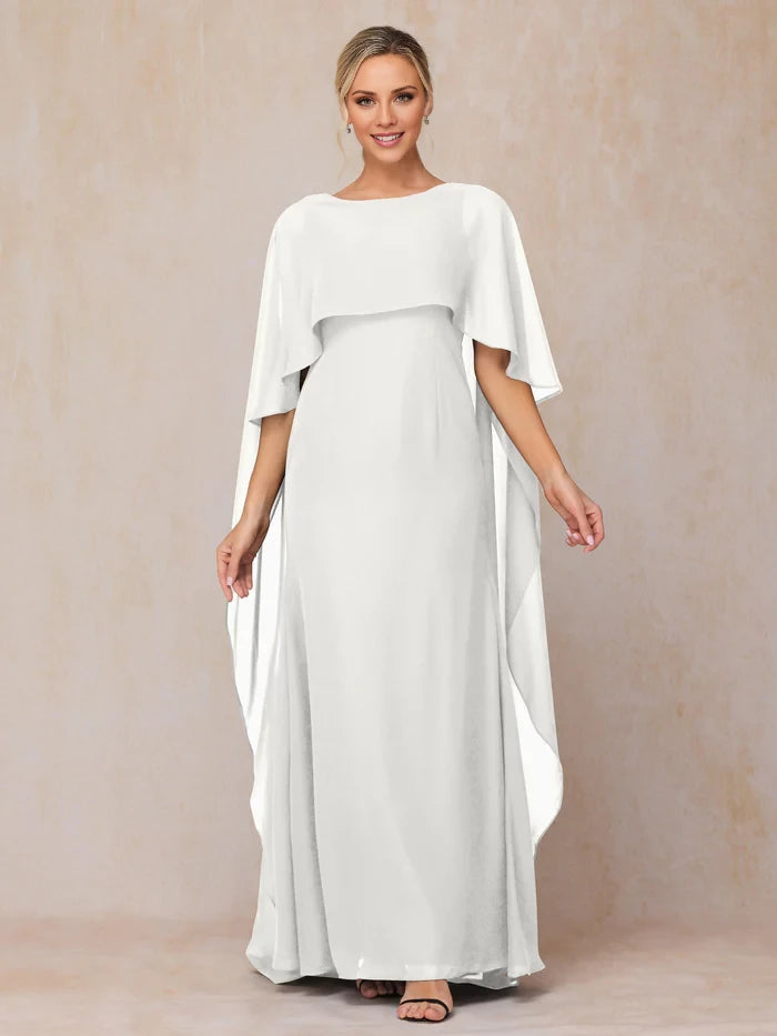 Floor Length Short Sleeves Chiffon Mother of the Bride Dresses