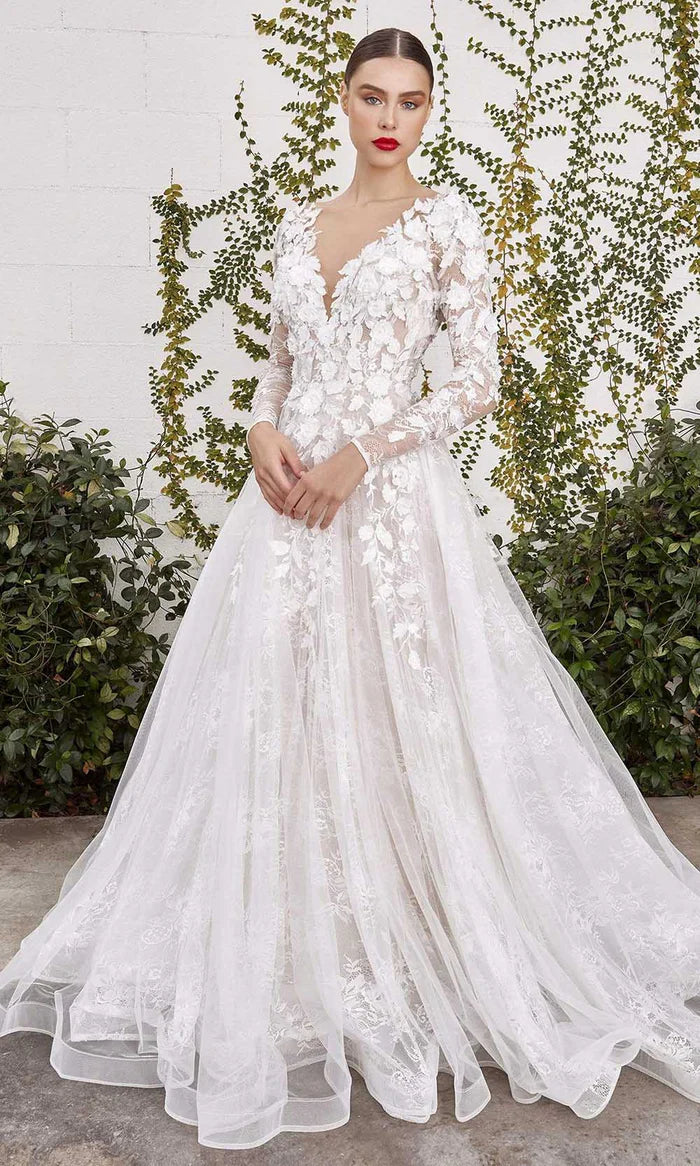 Floral Applique Lace Bridal Gown Wedding Dresses