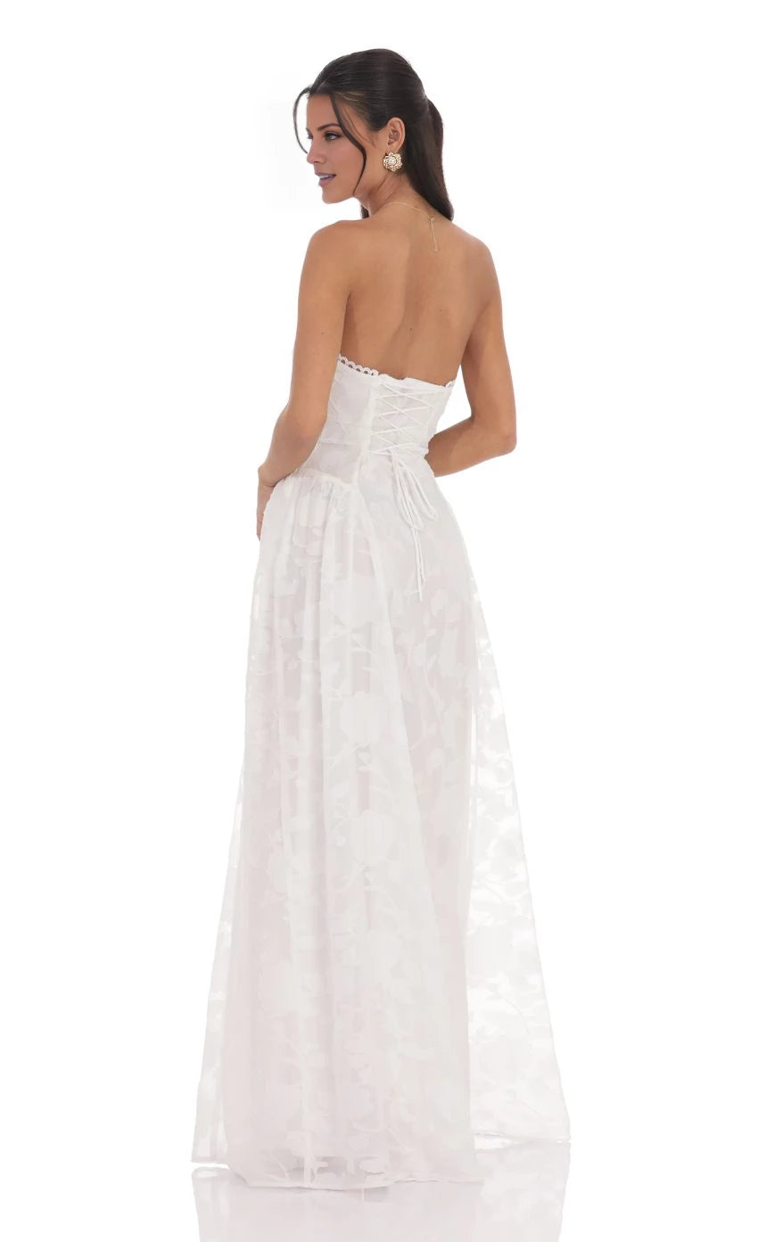 Floral Lace-Up Maxi Dress Prom Dresses