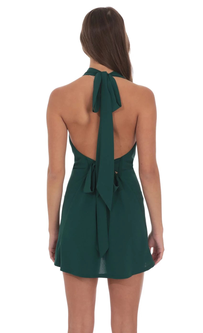 Glamorous A-Line Cowl-Halter-Neck Sleeveless Tie-Back Short Length Homecoming Dresses