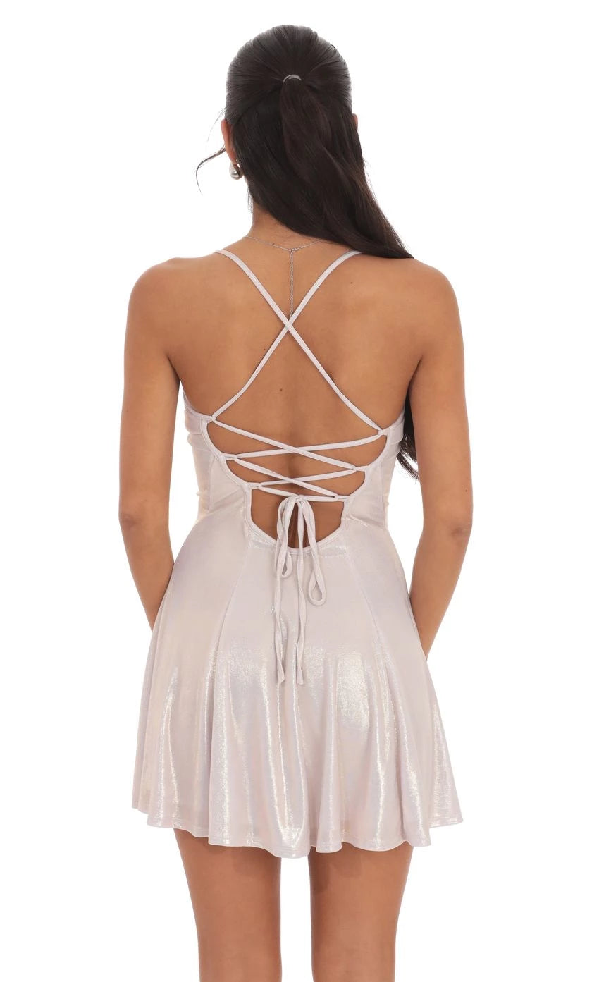 Glamorous A-Line Cowl-Neck Sleeveless Lace-Up Back Short Length Homecoming Dresses