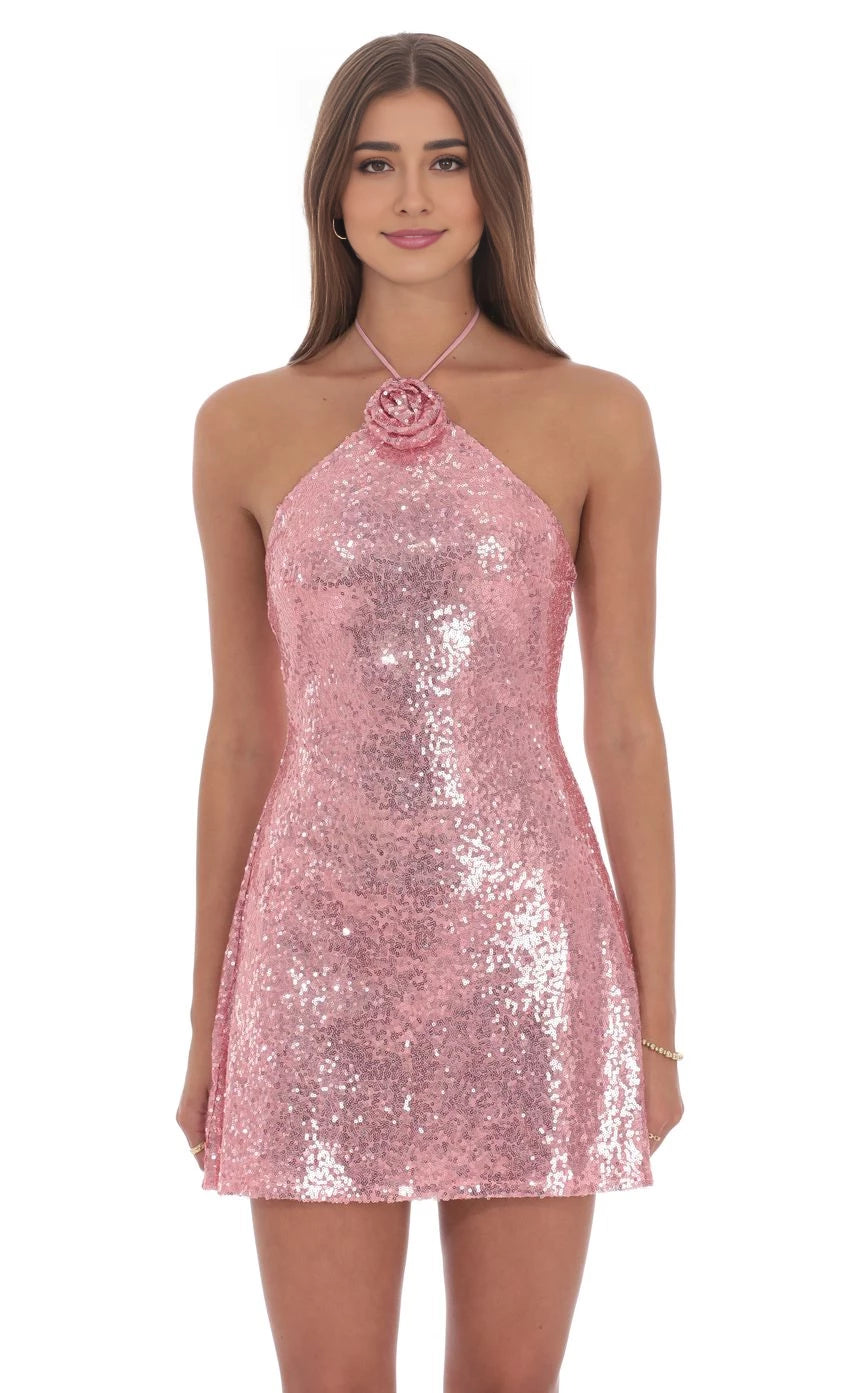 Glamorous A-Line Halter-Neck Sleeveless Tie-Back Short Length Homecoming Dresses