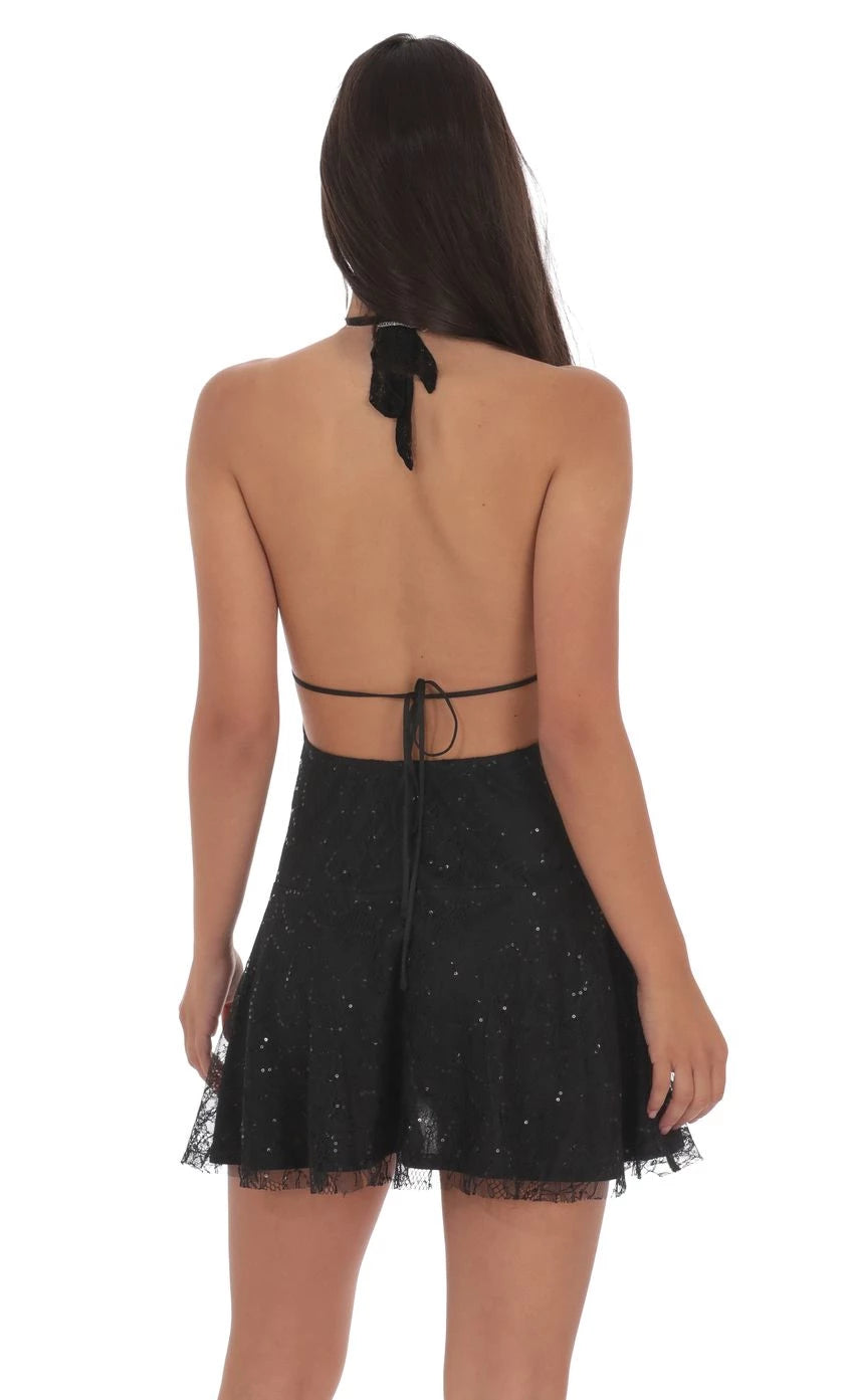 Glamorous A-Line Halter-Neck Sleeveless Tie-Back Short Length Homecoming Dresses