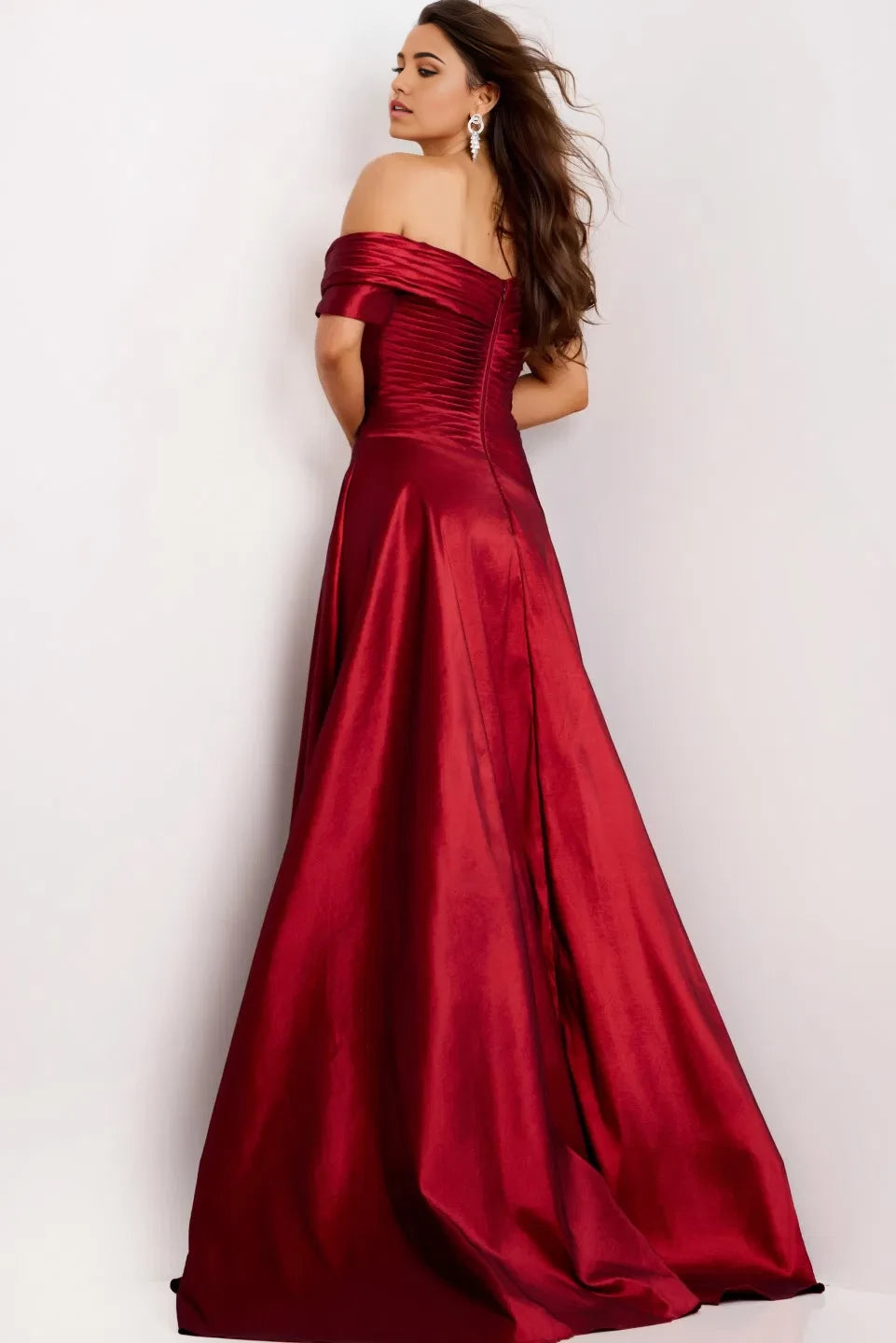 Glamorous A-Line Off-Shoulder Ruched-Satin Long Length Evening Dresses