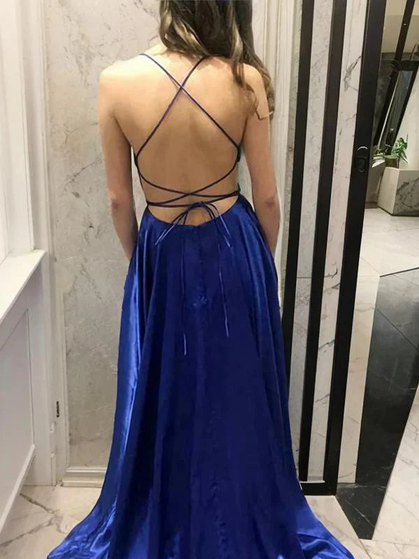 Glamorous A - Line Scoop - Neck Sleeveless Criss - Cross Back Floor - Length Evening Gown