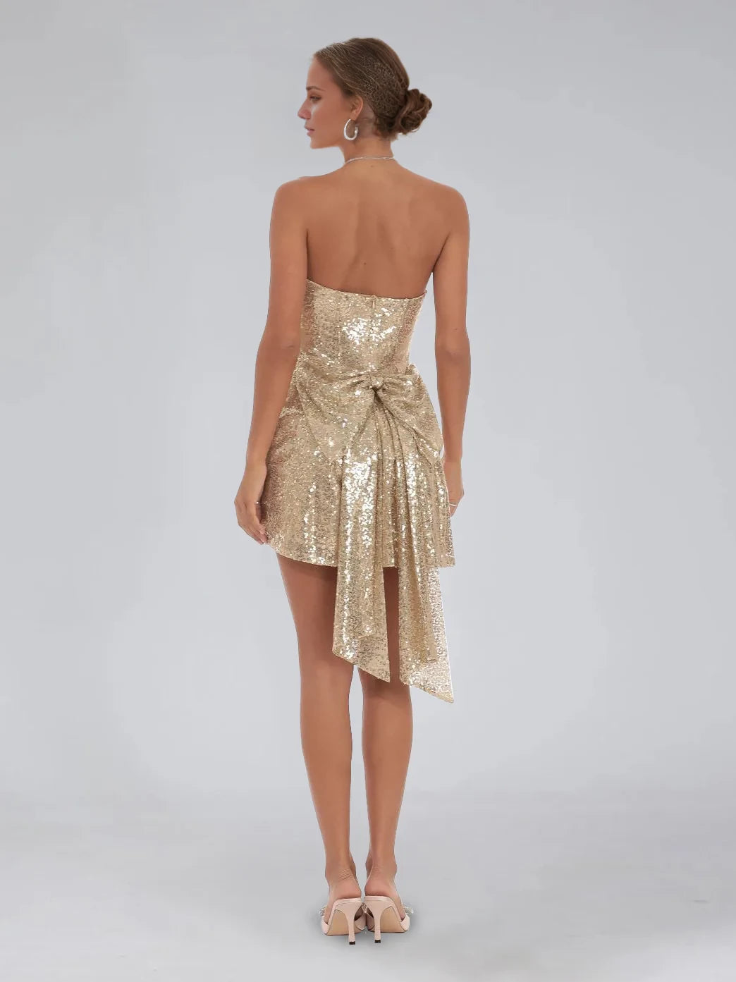 Glamorous A - Line Strapless Sleeveless Bow Back Mini Length Homecoming Dresses