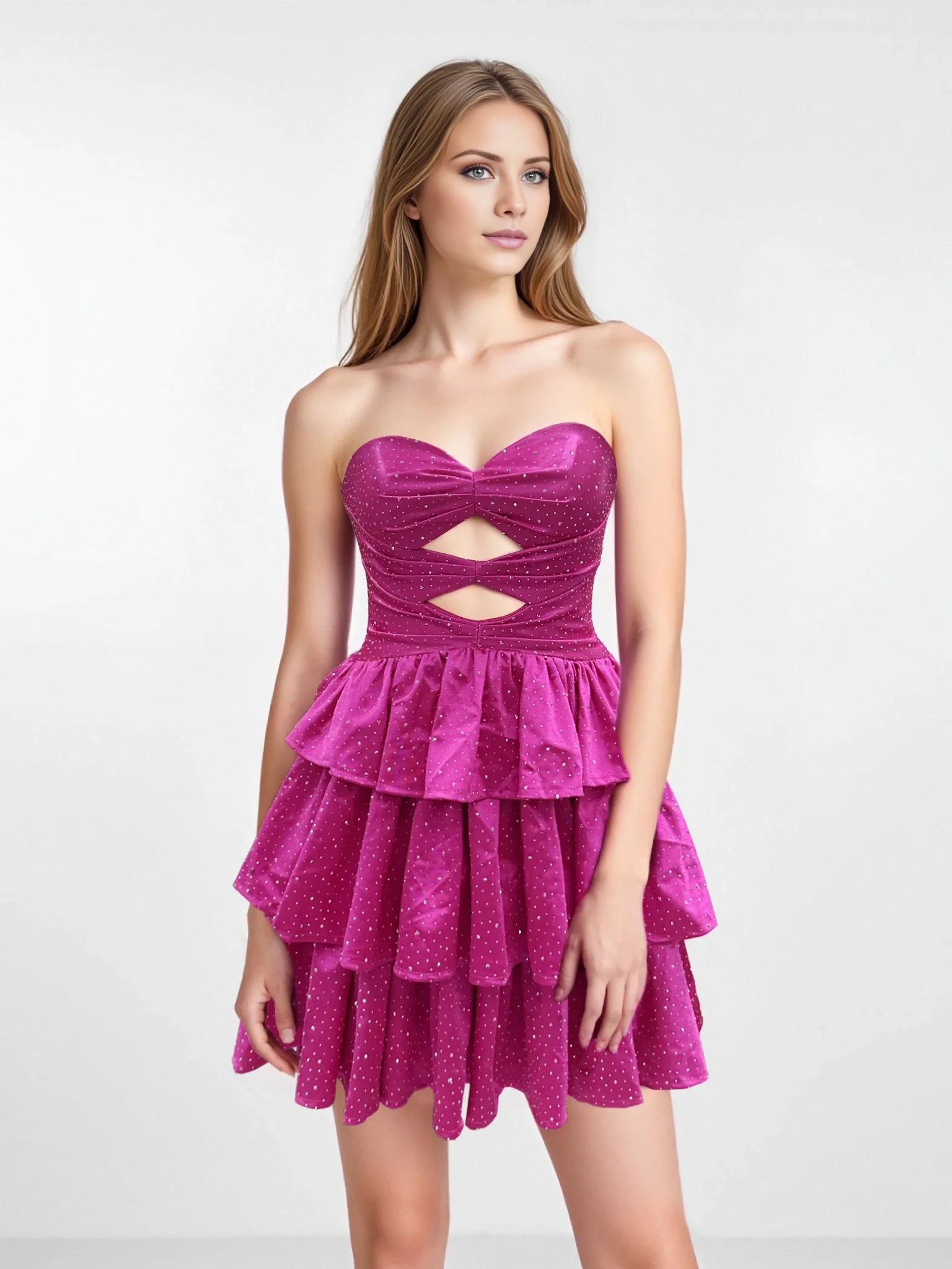 Glamorous A - Line Strapless Sleeveless Lace - Up Back Mini Length Homecoming Dresses