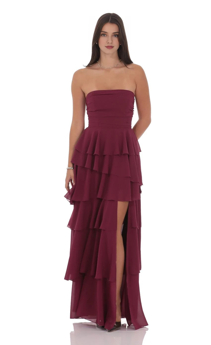 Glamorous A-Line Strapless Sleeveless Tie-Back High-Low Prom Dresses