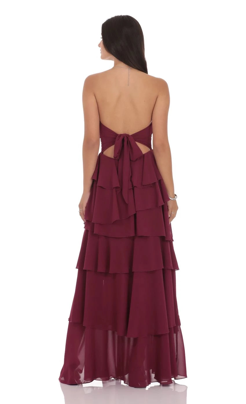 Glamorous A-Line Strapless Sleeveless Tie-Back High-Low Prom Dresses
