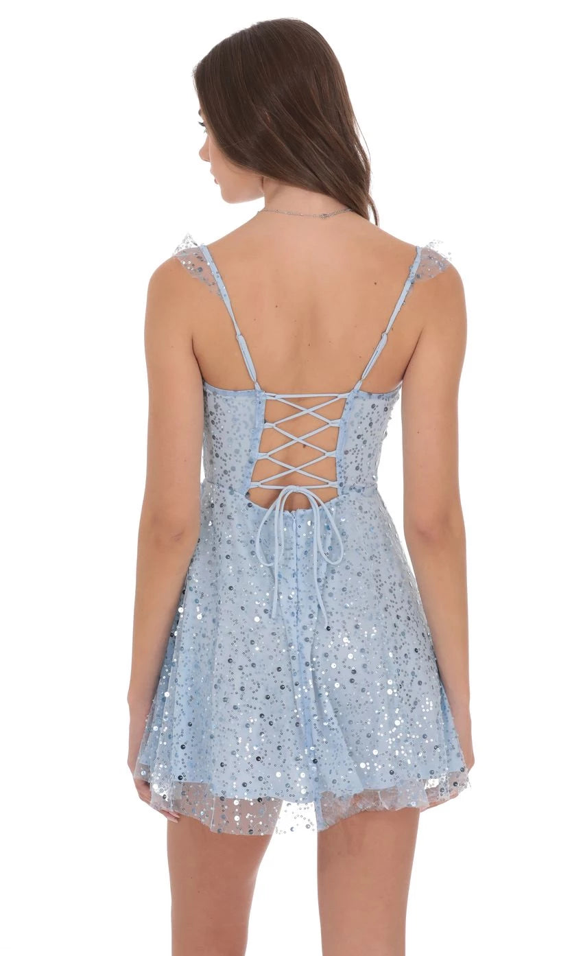 Glamorous A-Line Sweetheart-Neck Spaghetti-Strap Lace-Up Back Short Length Homecoming Dresses