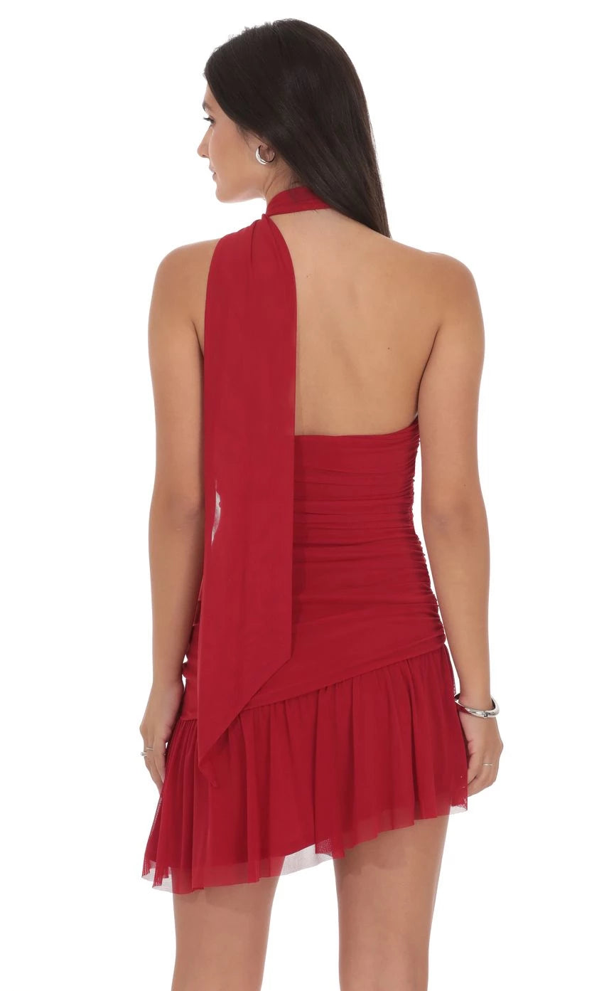 Glamorous Asymmetric Halter-Neck Sleeveless Tie-Back Short Length Homecoming Dresses