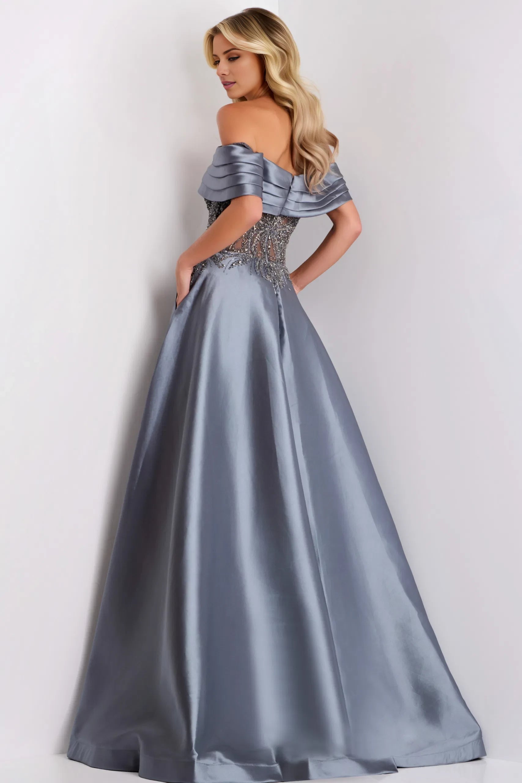 Glamorous Ball Gown Off-Shoulder Sequin-Accent Long Length Evening Dresses