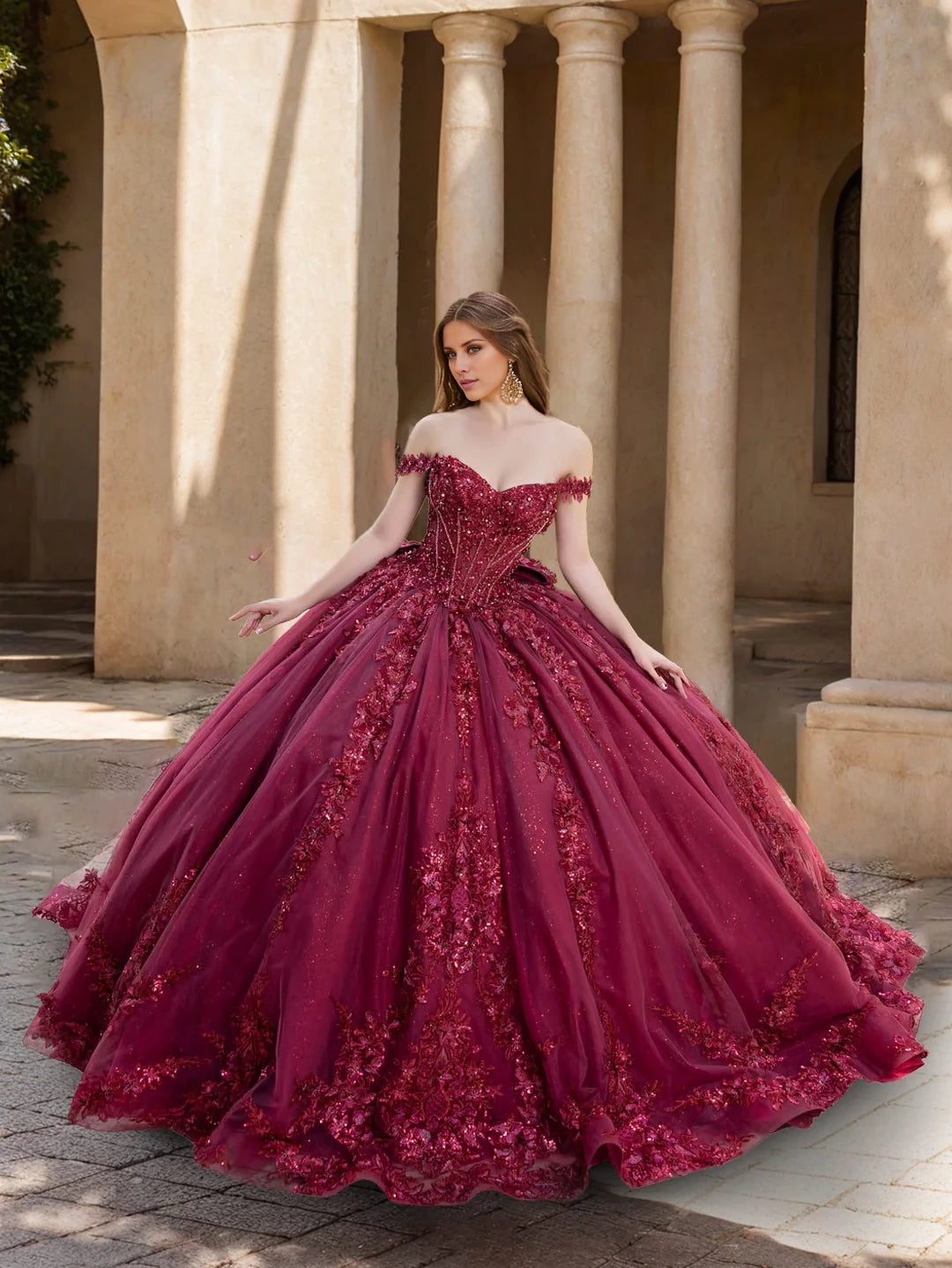 Glamorous Ball Gown Off - Shoulder Short Sleeve Bow - Back Long Length Evening Dresses