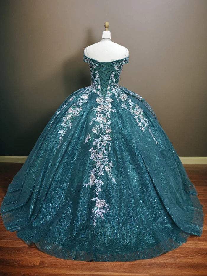 Glamorous Ball Gown Off - Shoulder Sleeveless Lace - Up Back Long Length Quinceanera Dresses
