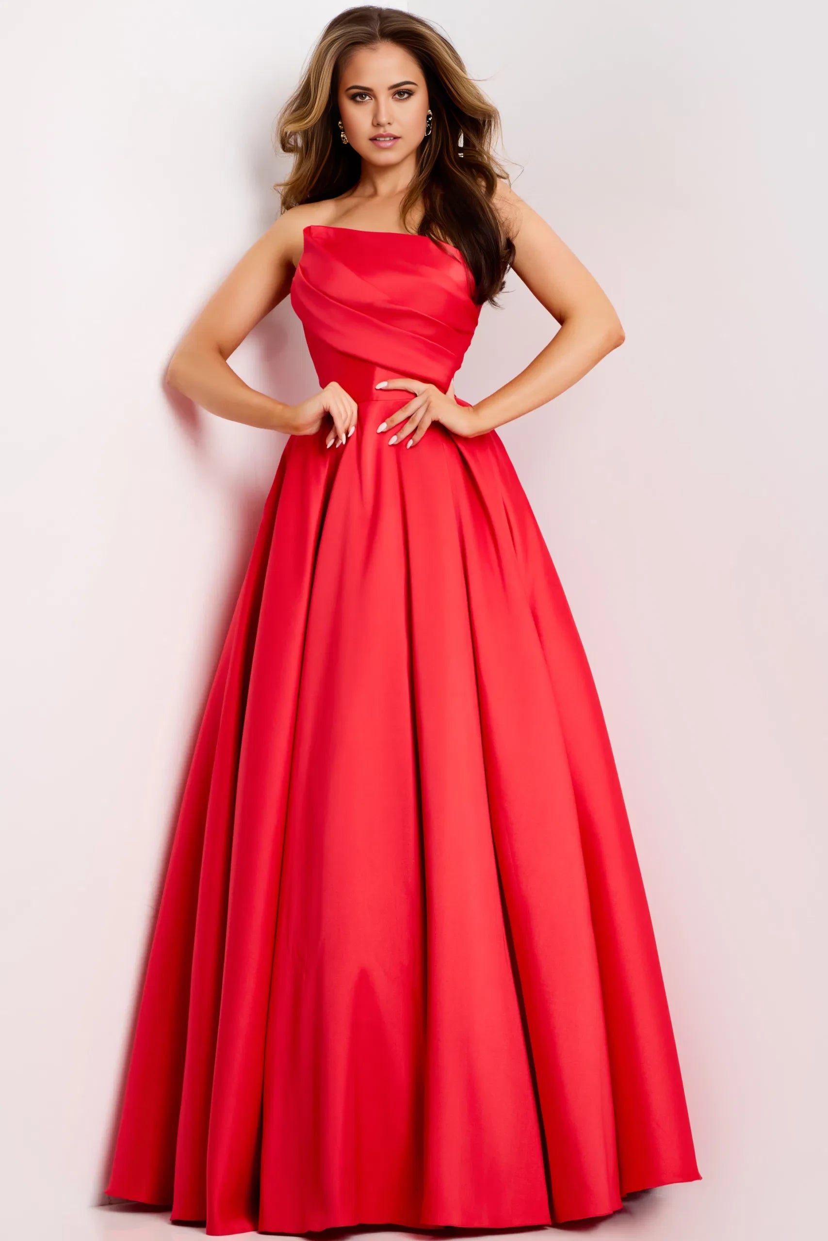 Glamorous Ball Gown Strapless Draped-Accent Long Length Evening Dresses