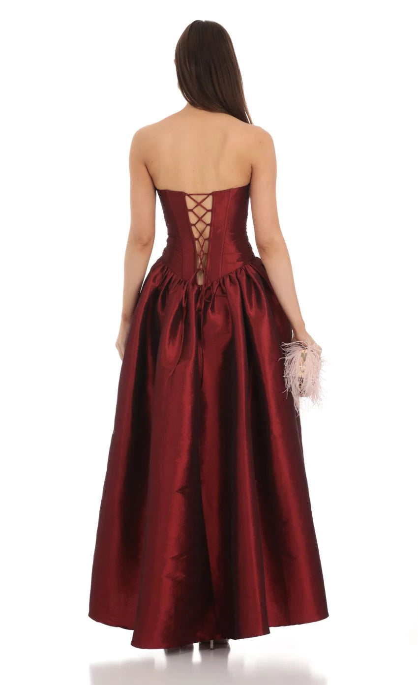 Glamorous Ball Gown Strapless Sleeveless Lace - Up Back Floor Length Prom Dresses