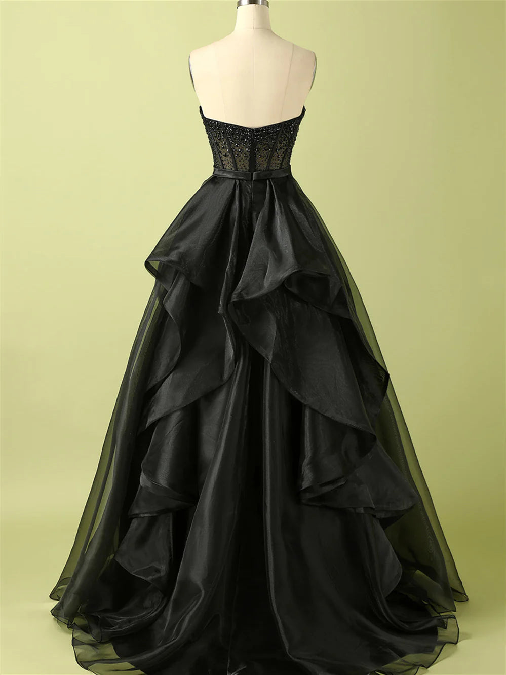 Glamorous Ball Gown Strapless Sleeveless Zipper Back Long Length Prom Dresses