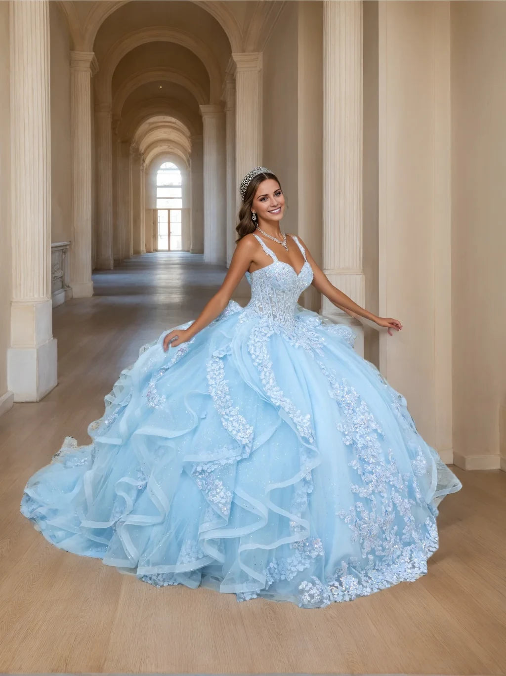 Glamorous Ball Gown Sweetheart Spaghetti Strap Lace - Up Back Long Length Evening Dresses