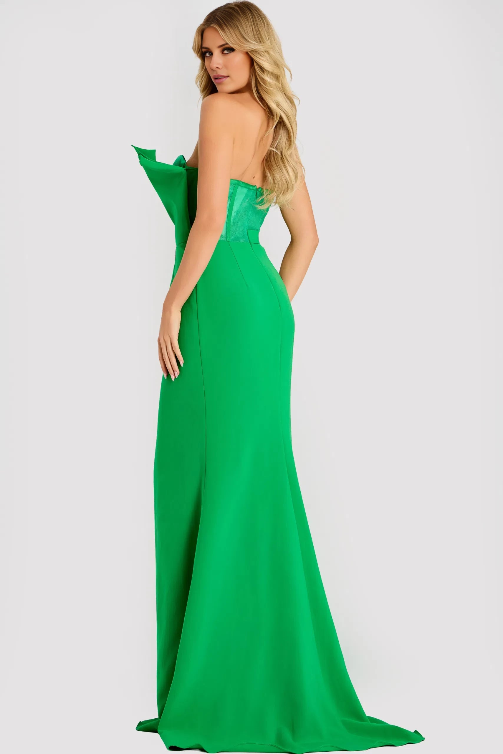 Glamorous Mermaid Asymmetric Neck Bow-Accent Slit-Accent Long Length Evening Dresses