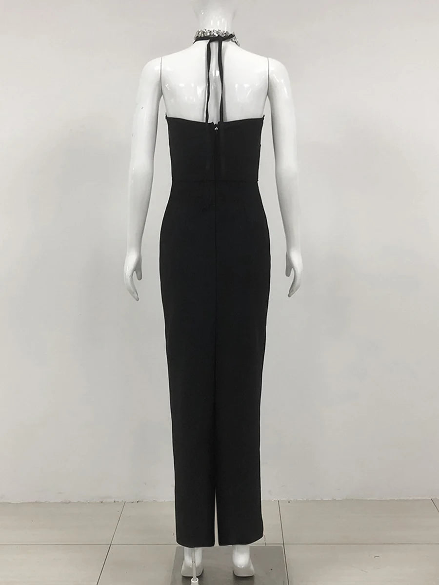 Glamorous Mermaid Halter Sleeveless Zipper Back Floor - Length Evening Gown