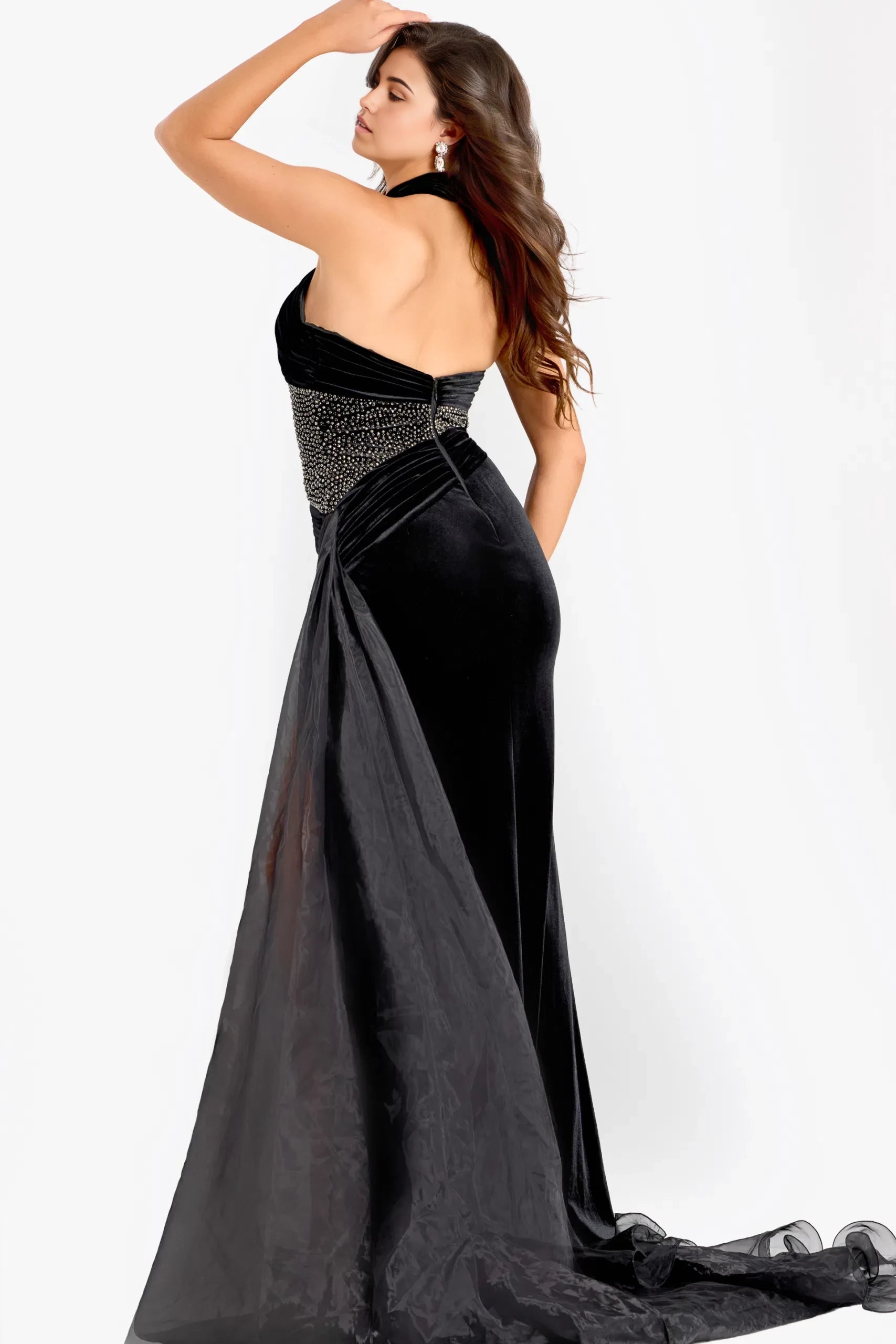 Glamorous Mermaid High-Neck Beaded-Accent High-Slit Long Length Evening Dresses