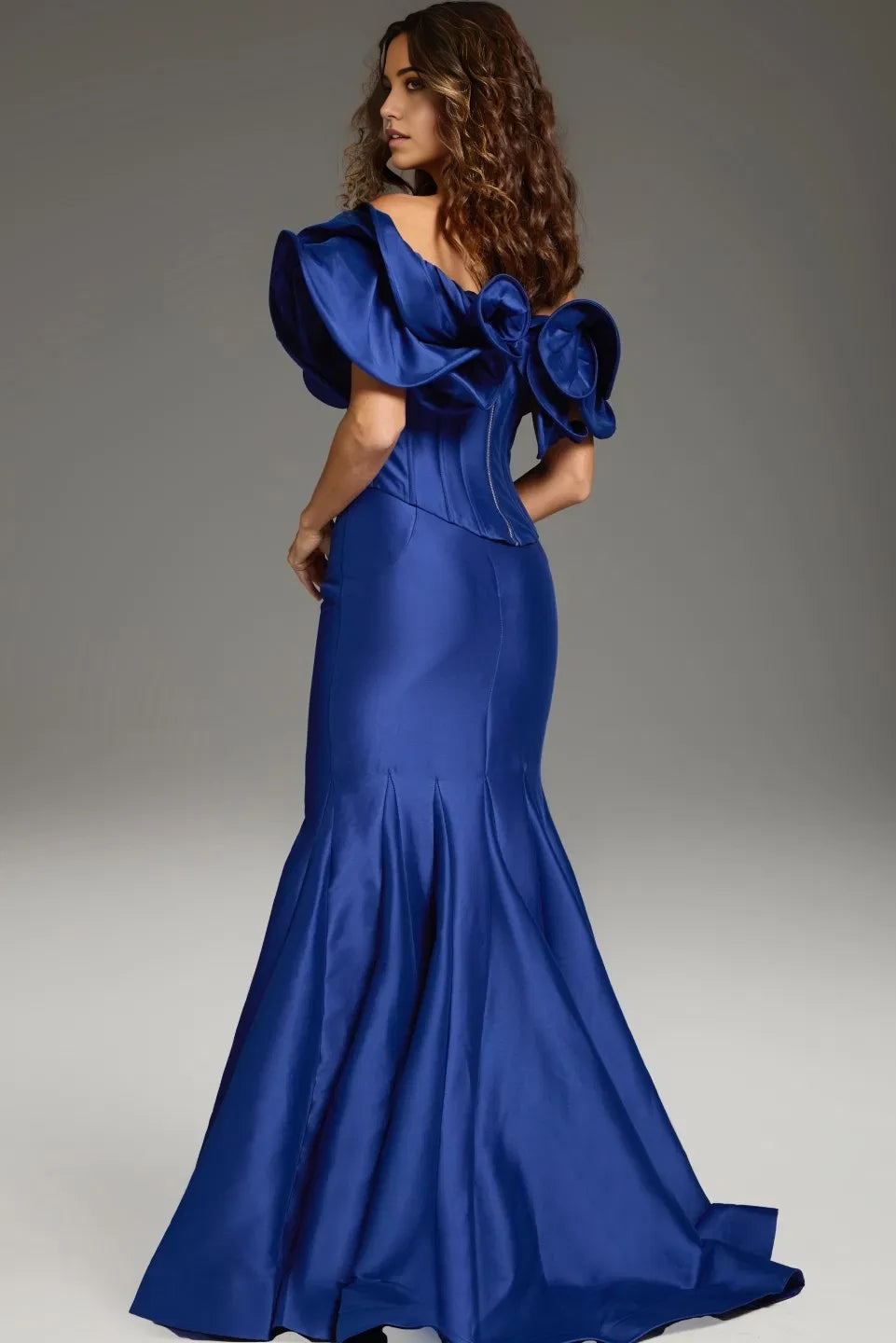 Glamorous Mermaid Off-Shoulder Floral-Ruffle-Accent Long Length Evening Dresses