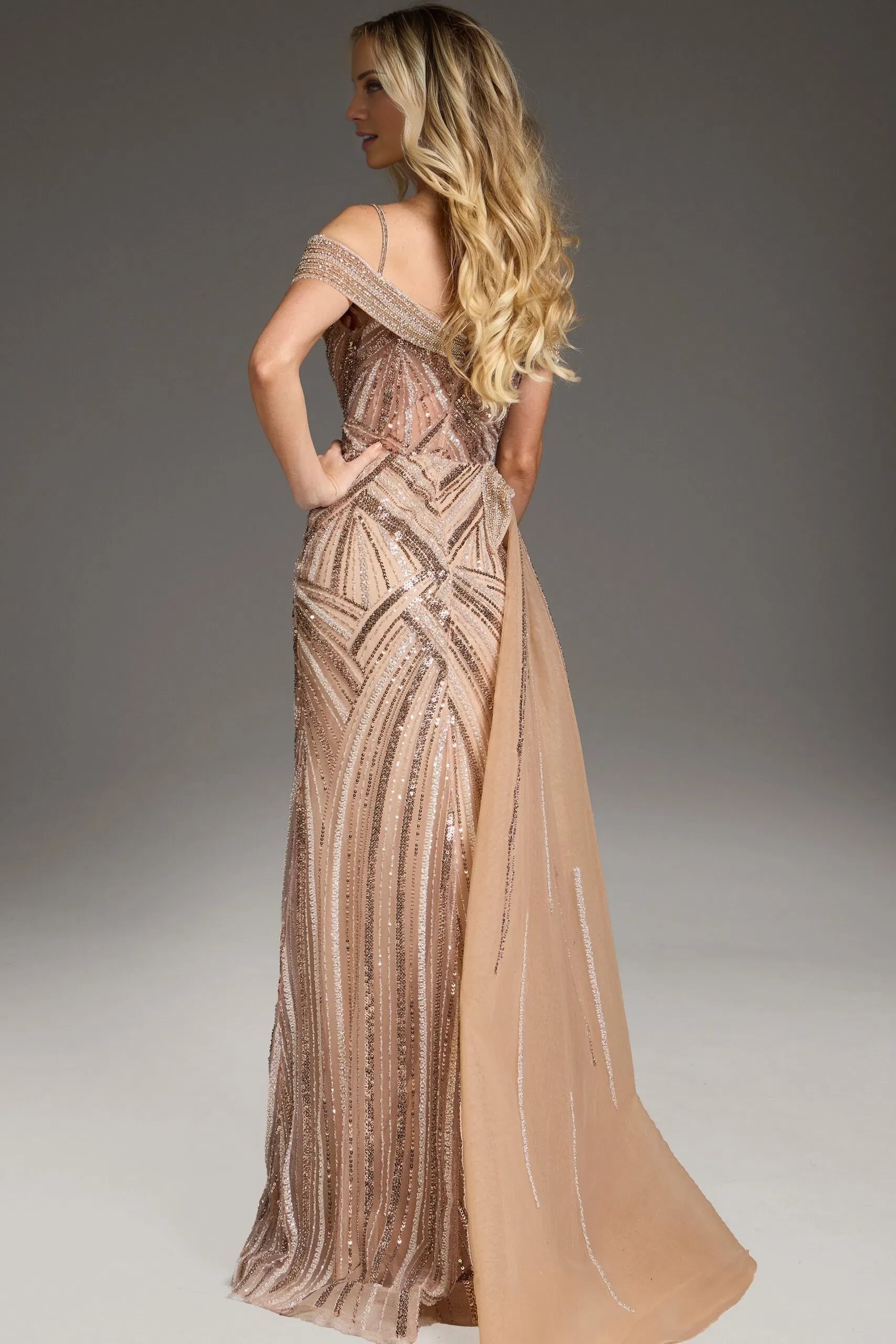 Glamorous Mermaid Off-Shoulder Sequin-Accent Ruffle-Accent Long Length Evening Dresses