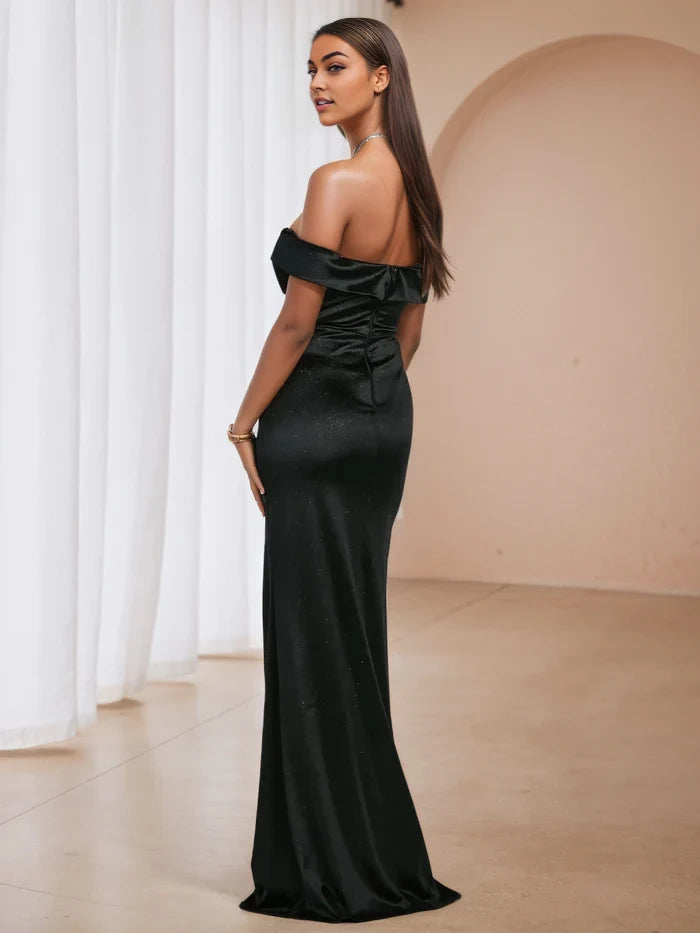 Glamorous Mermaid Off - Shoulder Sleeveless Open Back Long Length Prom Dresses