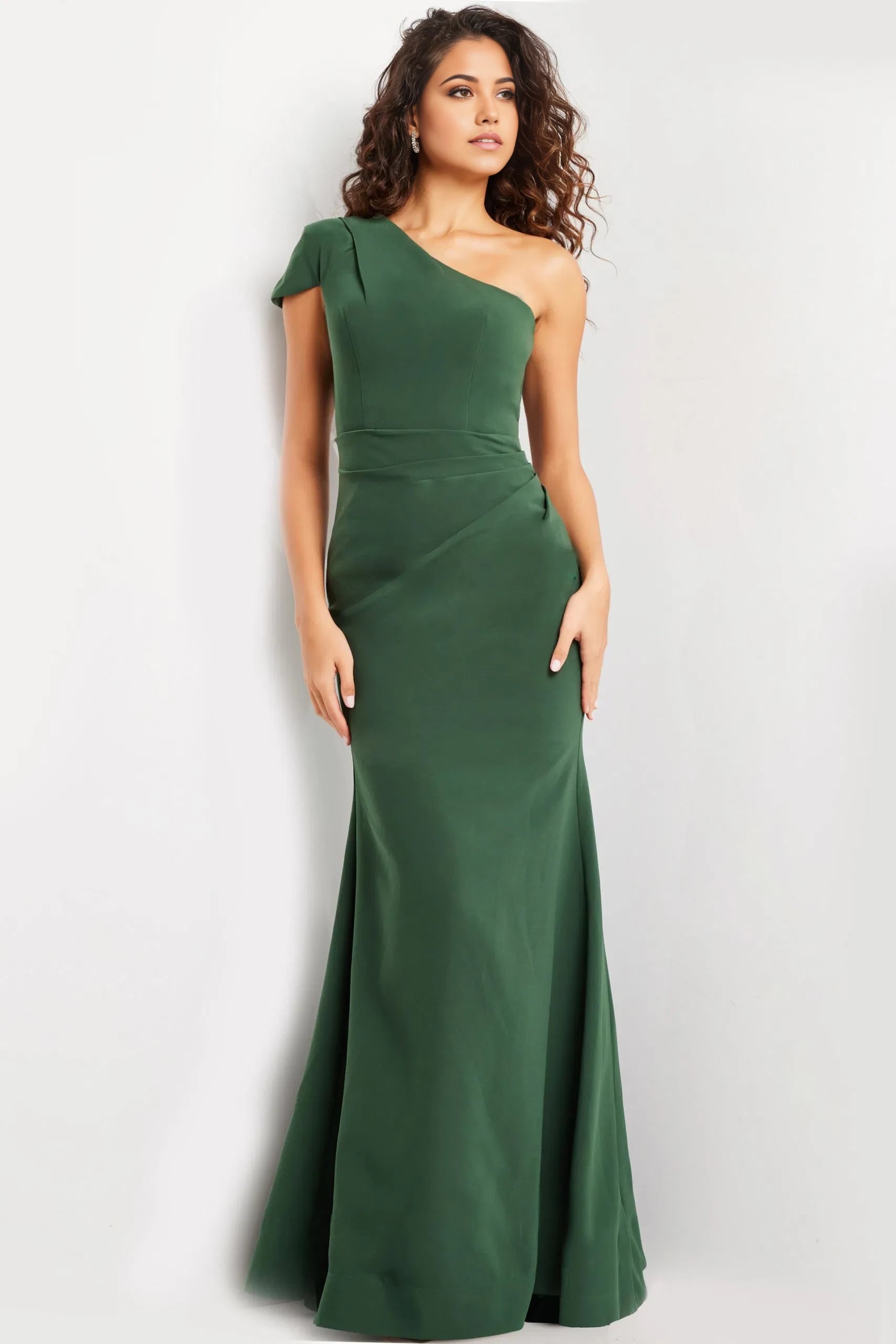 Glamorous Mermaid One-Shoulder Draped Detail Long Length Evening Dresses
