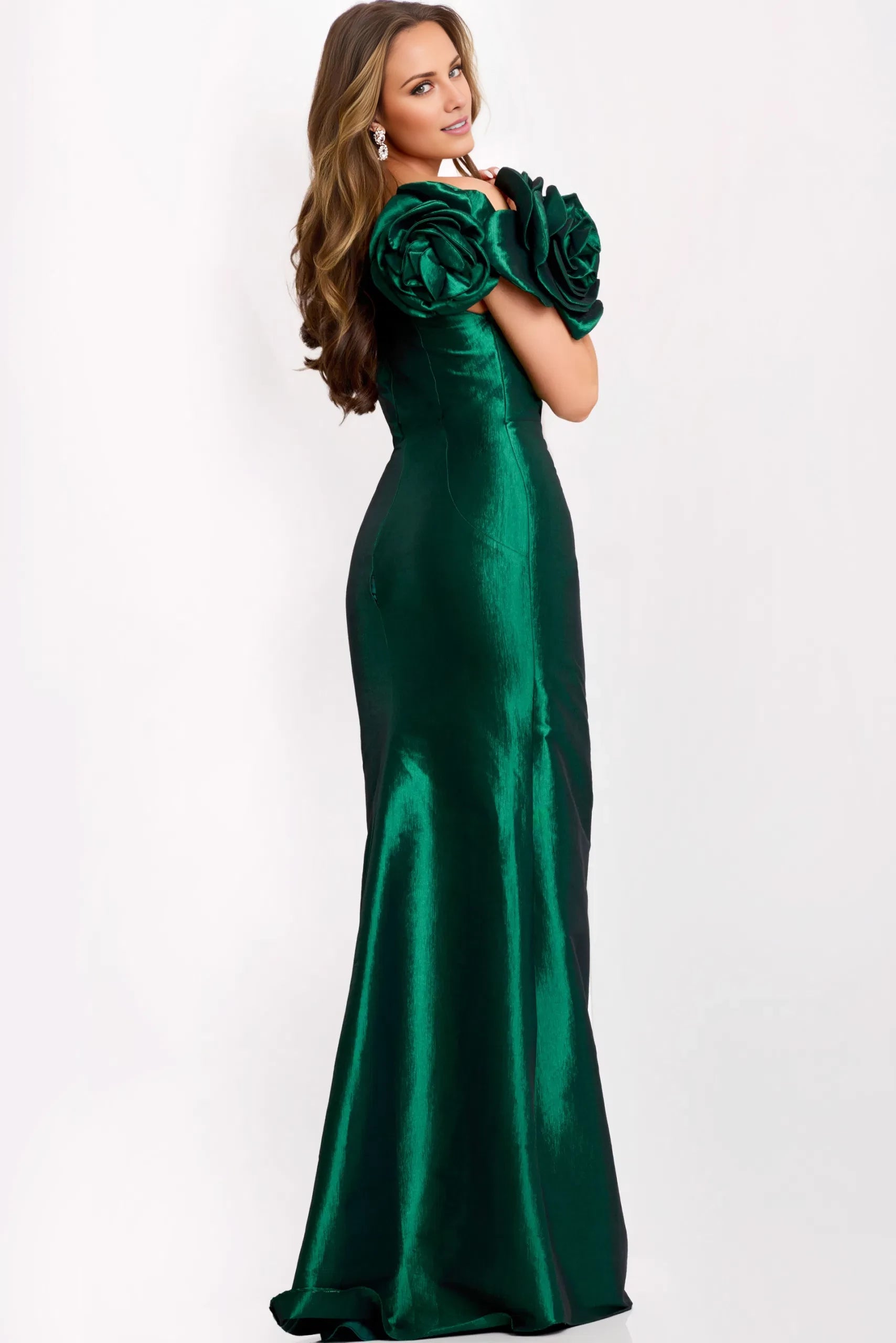 Glamorous Mermaid One-Shoulder Floral-Accent Satin Long Length Evening Dresses