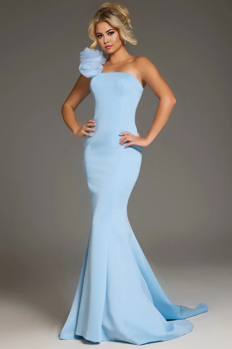 Glamorous Mermaid One-Shoulder Floral-Accent Sleeveless Long Length Evening Dresses