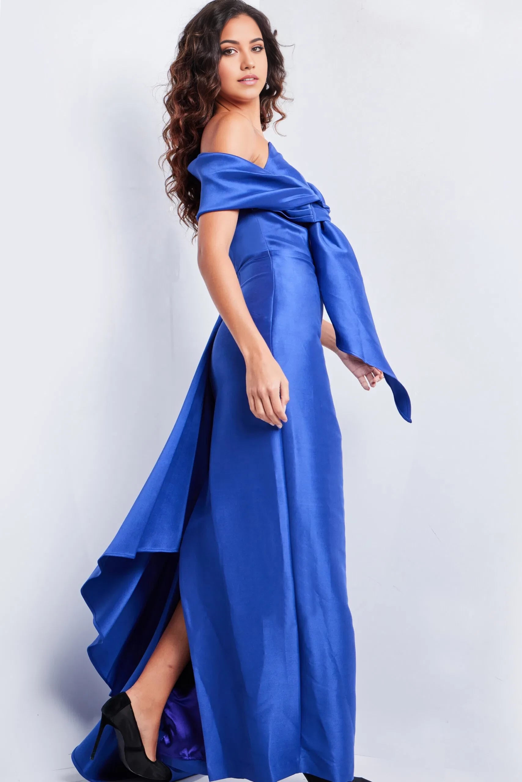 Glamorous Mermaid One-Shoulder Knot-Accent High-Slit Long Length Evening Dresses