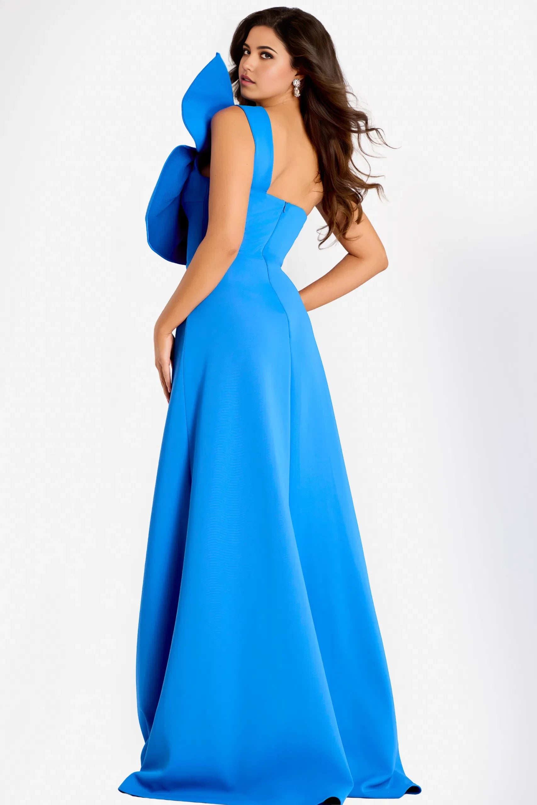 Glamorous Mermaid One-Shoulder Oversized Bow-Accent High-Slit Long Length Evening Dresses