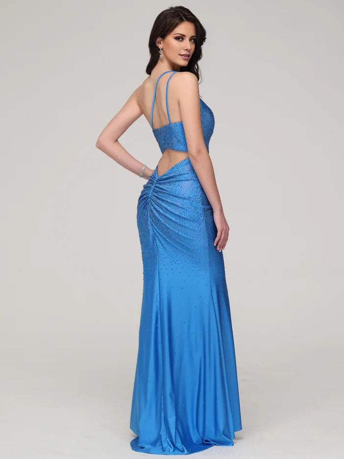 Glamorous Mermaid One - Shoulder Sleeveless Ruched - Back Long Length Prom Dresses