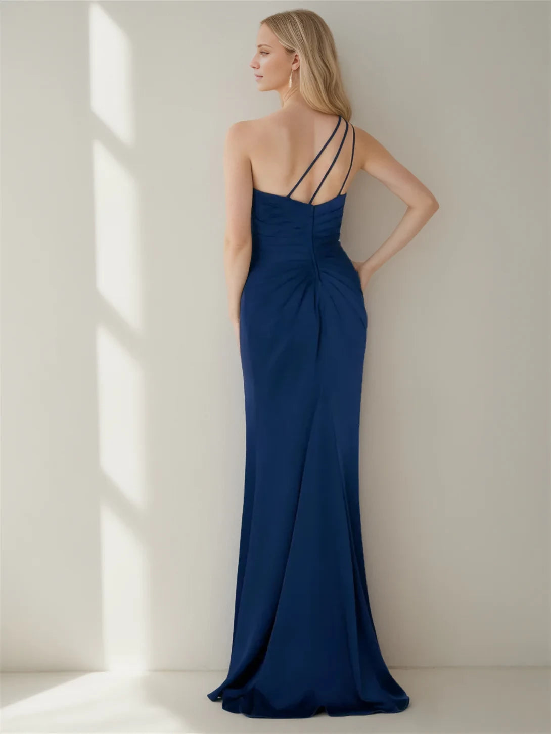 Glamorous Mermaid One - Shoulder Sleeveless Zipper Back Floor - Length Mother of the Bride Dresses