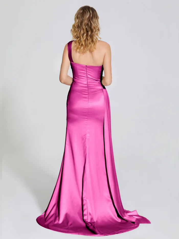 Glamorous Mermaid One - Shoulder Sleeveless Zipper Back Long Length Prom Dresses