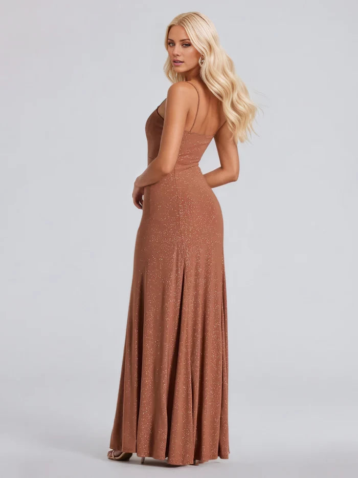 Glamorous Mermaid Square Neck Spaghetti Strap Open Back Long Length Prom Dresses