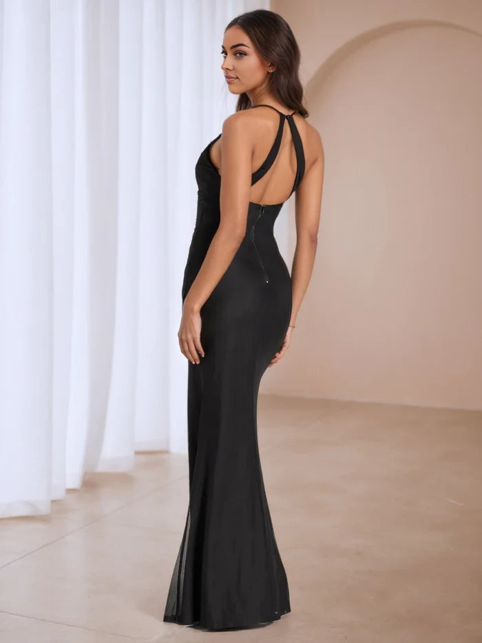 Glamorous Mermaid Square Neck Spaghetti Strap Zipper Back Long Length Prom Dresses