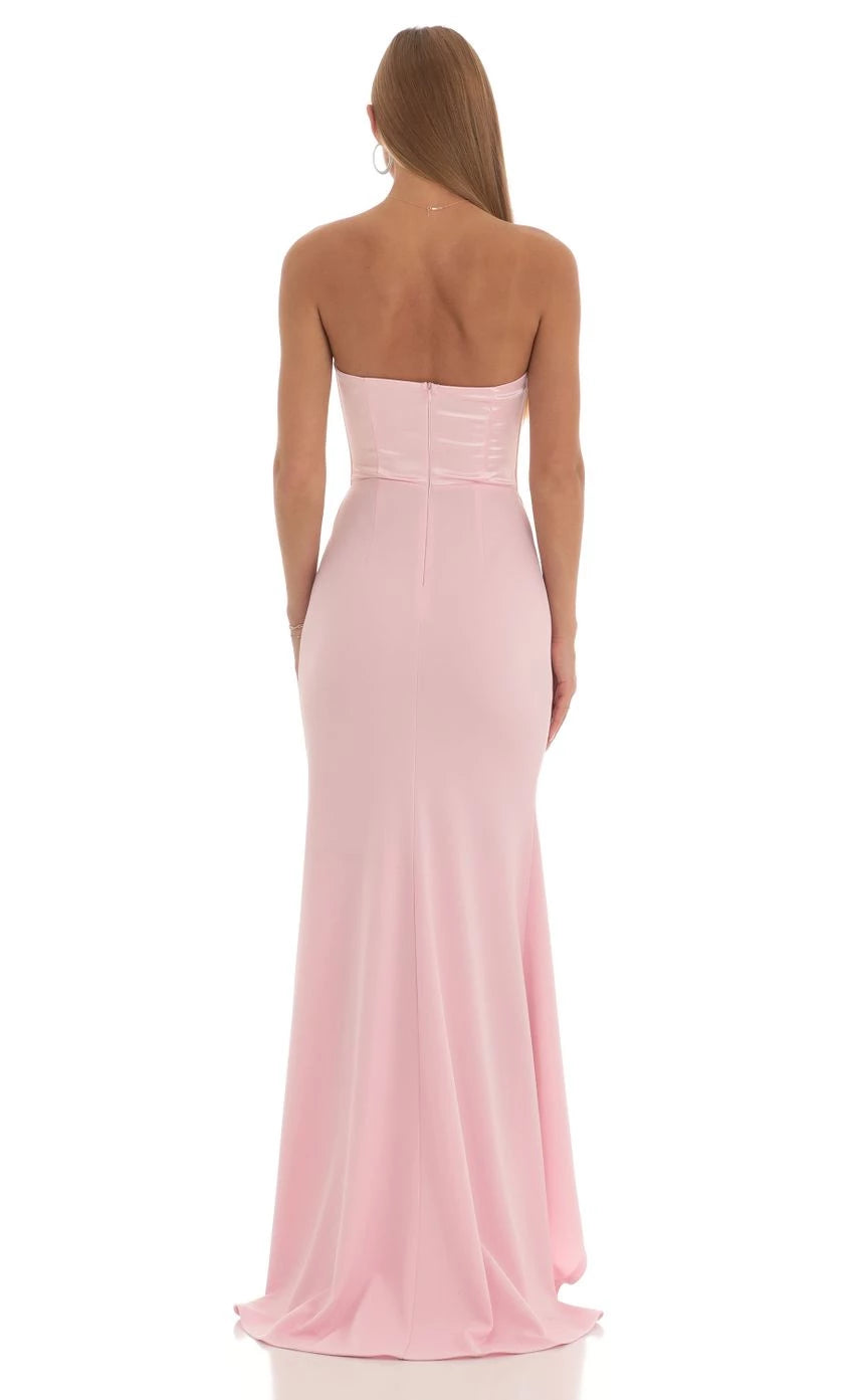 Glamorous Mermaid Strapless Cut-Out Back Floor Length Prom Dresses
