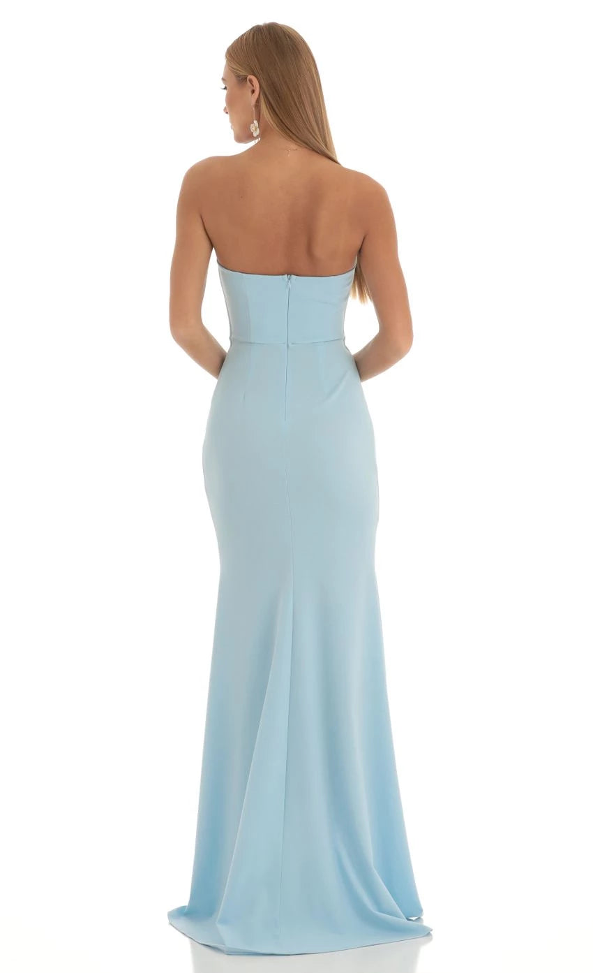 Glamorous Mermaid Strapless Cut-Out Back High-Low Prom Dresses