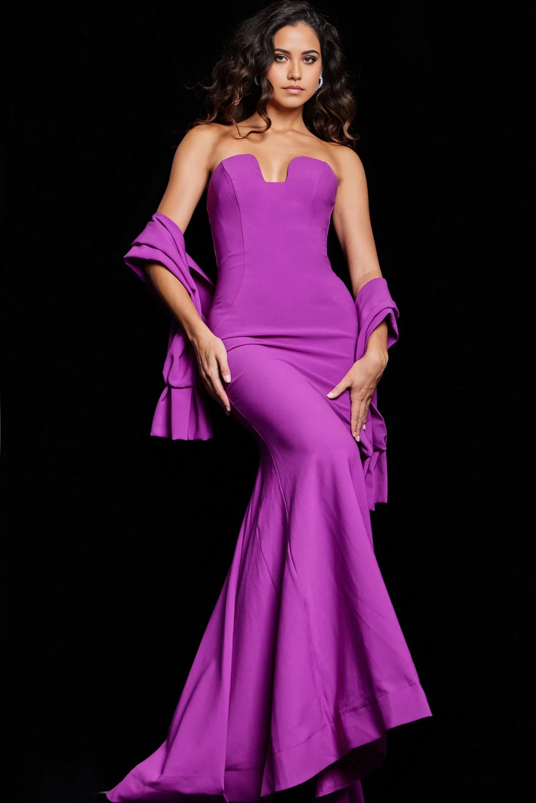 Glamorous Mermaid Strapless Draped-Accent Long Length Evening Dresses