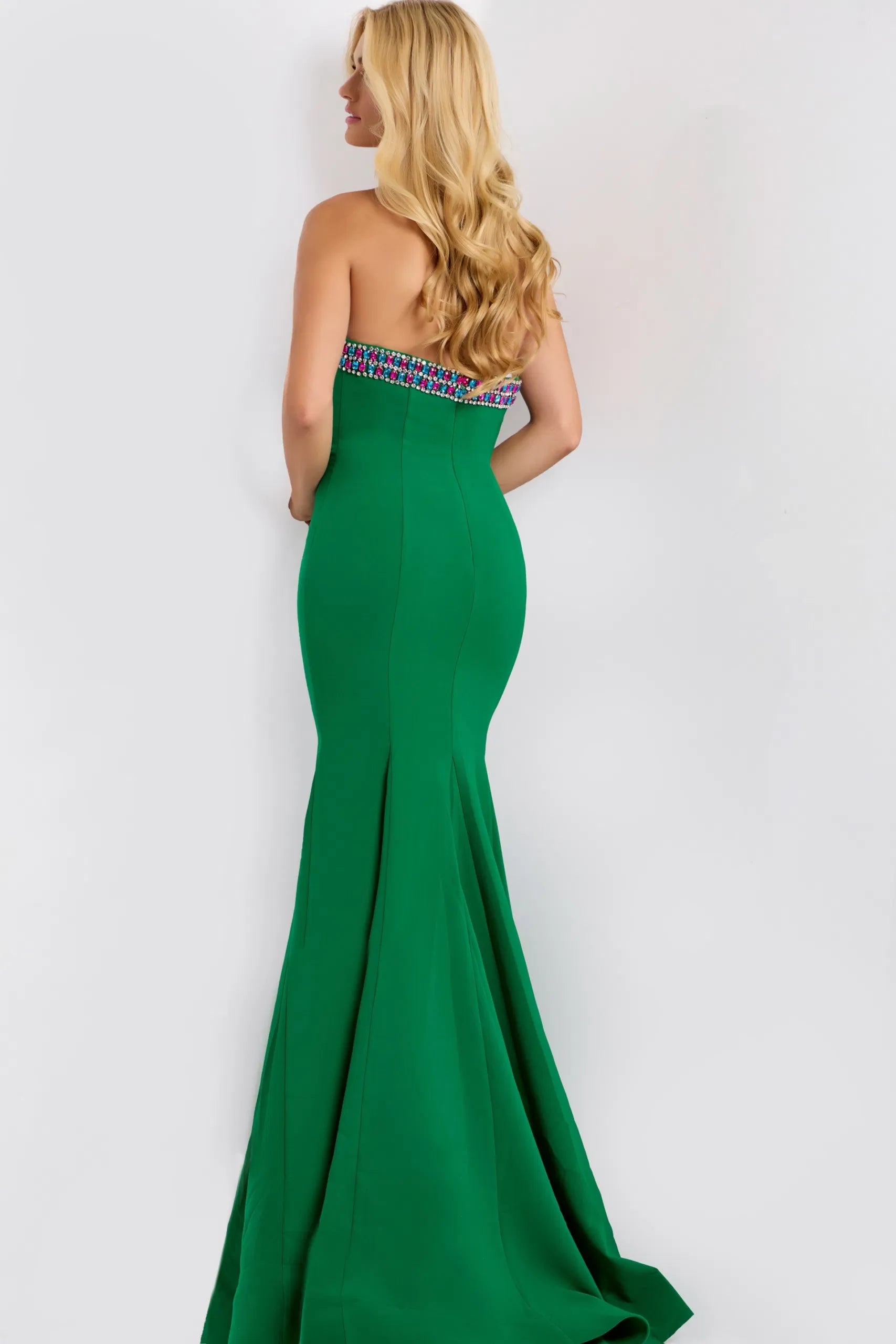 Glamorous Mermaid Strapless Multi-Crystal-Accent Sleeveless Long Length Evening Dresses