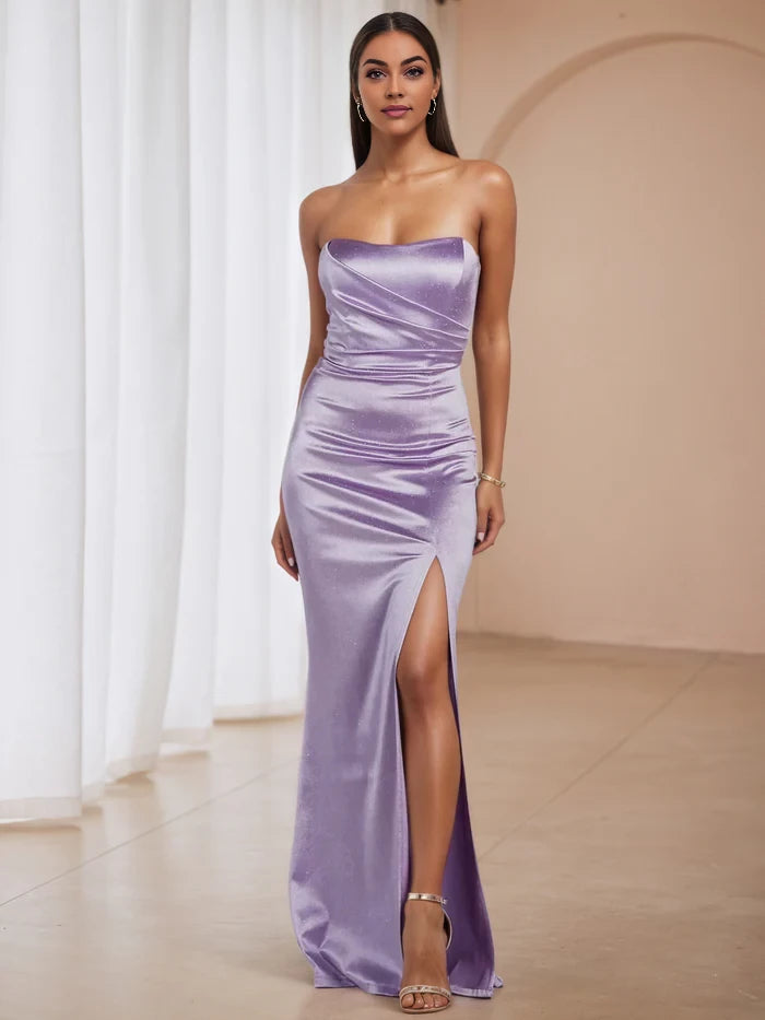 Glamorous Mermaid Strapless Open Back Long Length Prom Dresses