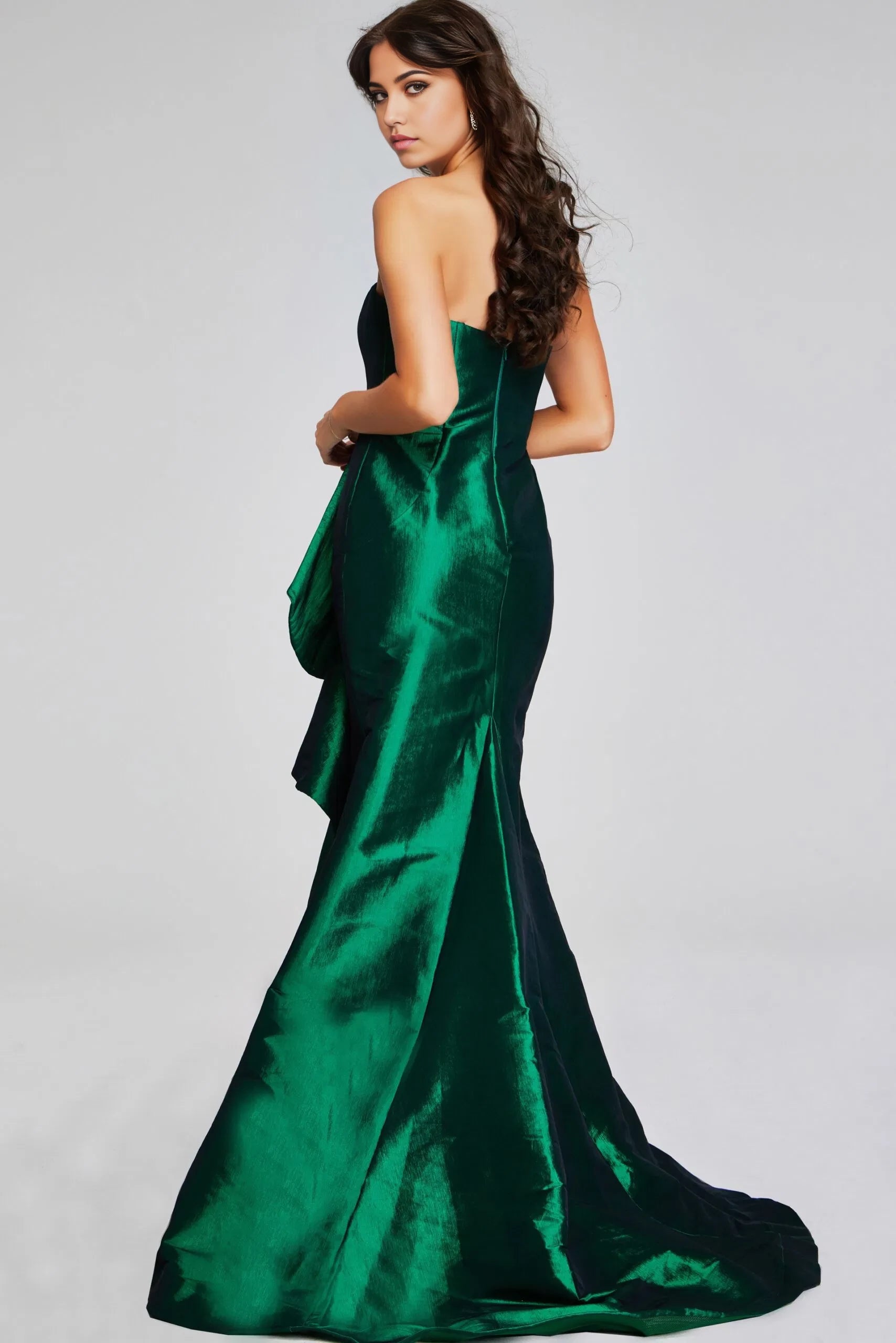 Glamorous Mermaid Strapless Ruffle-Accent Satin Long Length Evening Dresses