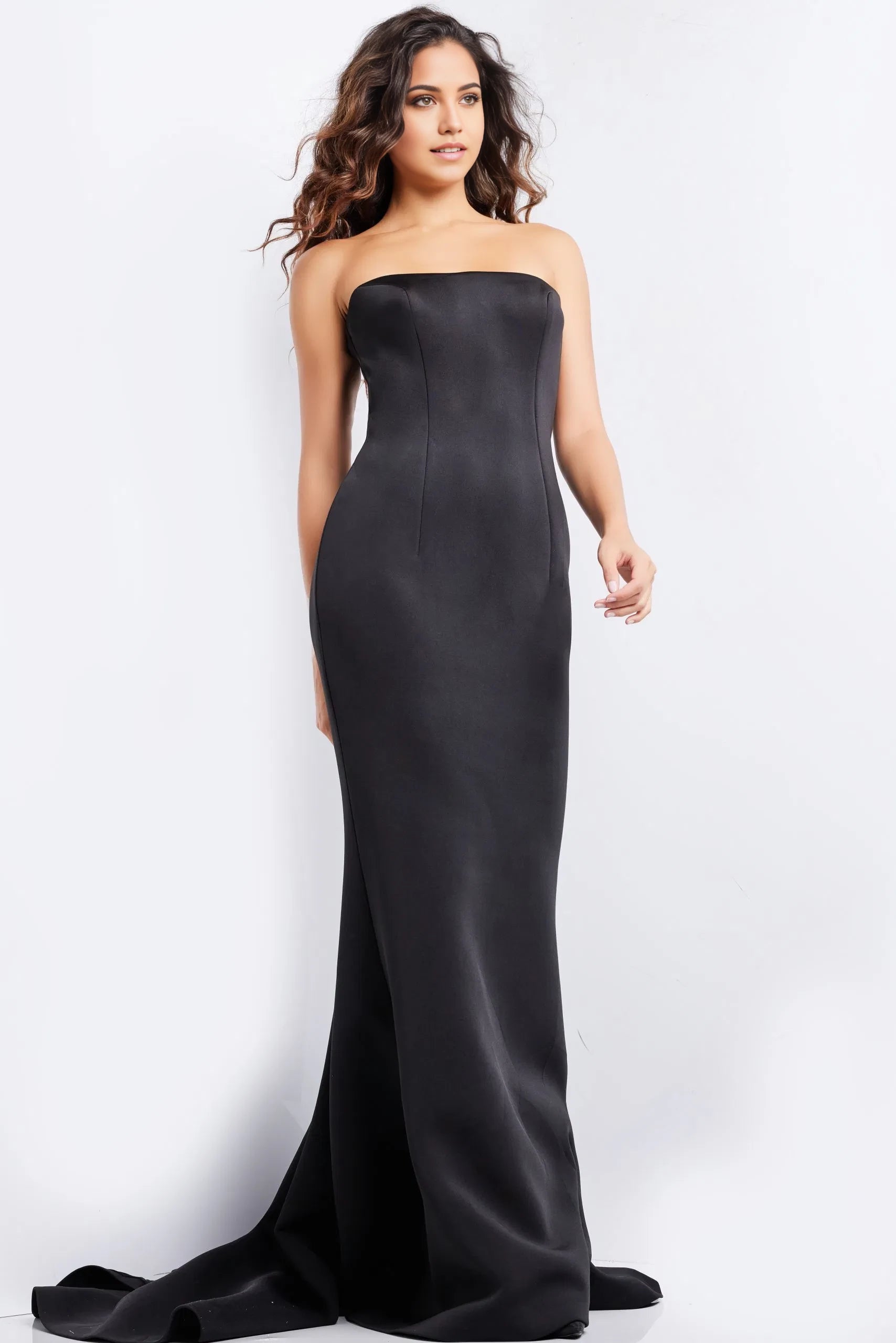 Glamorous Mermaid Strapless Satin Dramatic-Train Long Length Evening Dresses